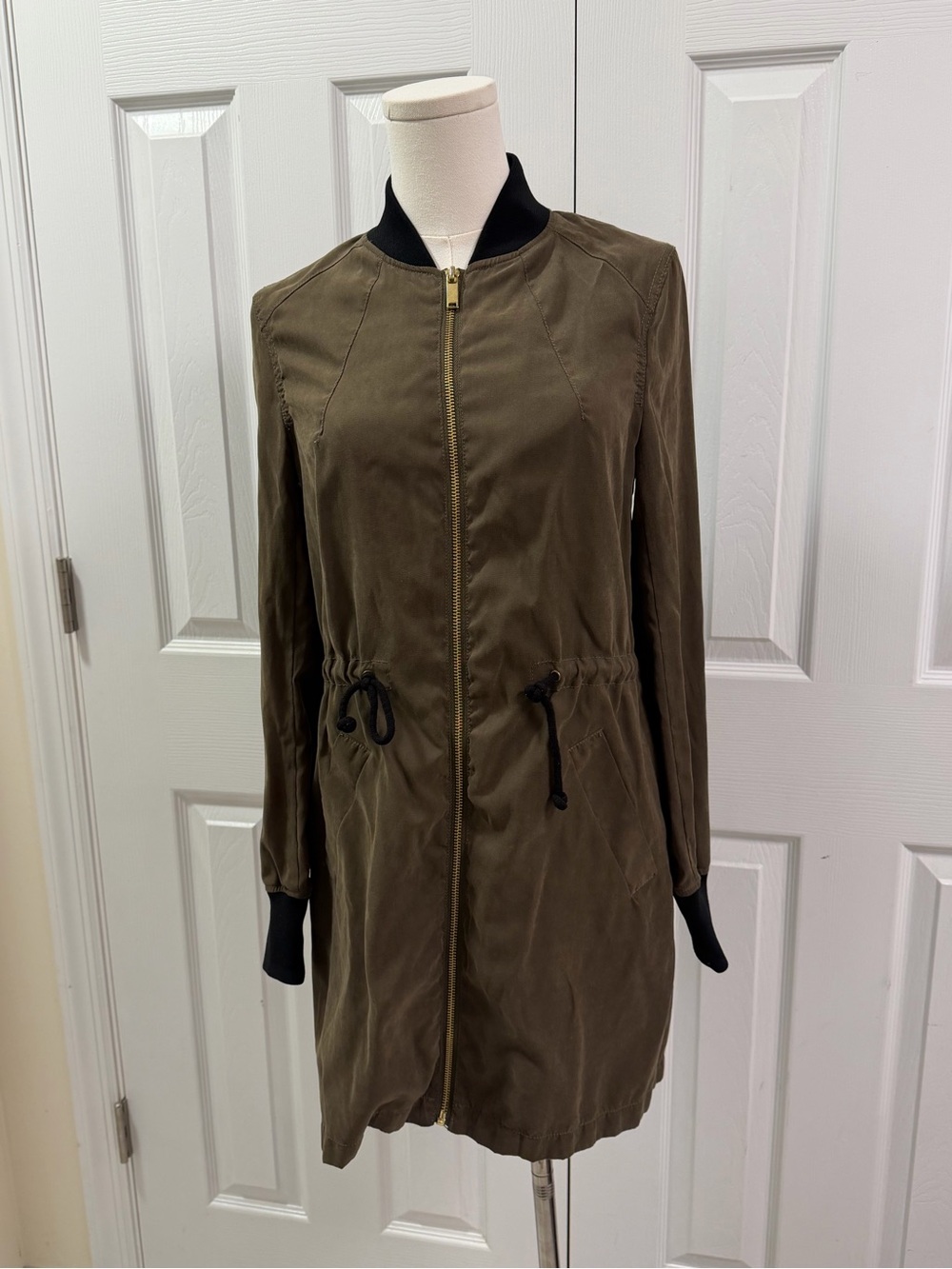 H&M Olive Green Utility Parka Jacket Size 4 Lightweight